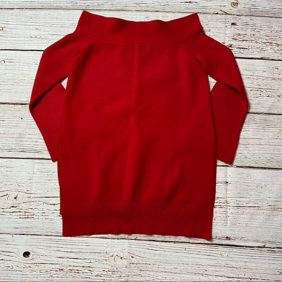 Anthropologie Elise Ribbed Off the Shoulder Tunic Sweater Red Sz M - Picture 16 of 16